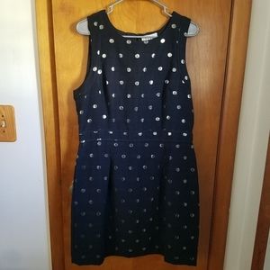 Elle Black & Silver Fitted Polka Dot Dress